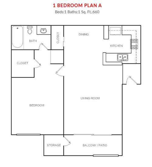 Bonita Court Apartment Bedroom Plan A
