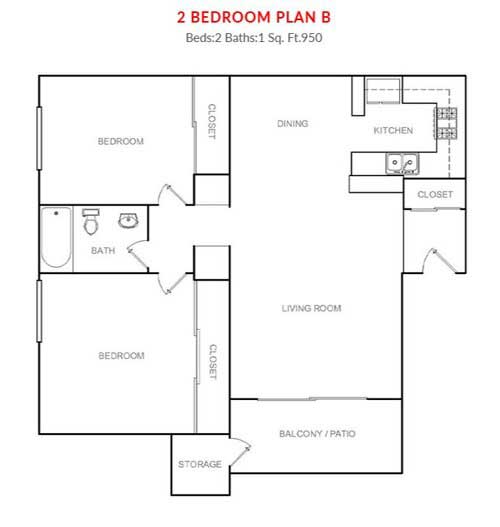 Bonita Court Apartment Bedroom Plan B