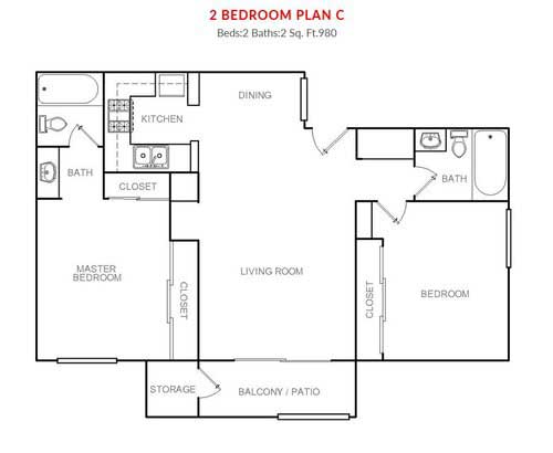 Bonita Court Apartment Bedroom Plan C